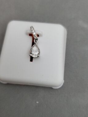 Silver Teardrop Moissanite Pendant - Clear